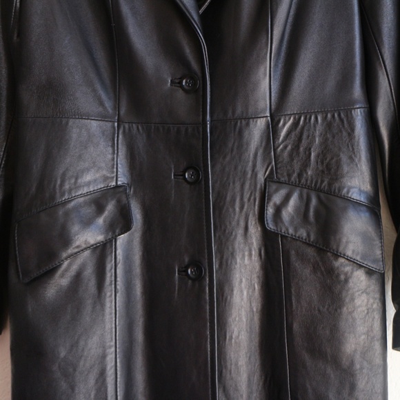 Bebe ankle length black leather coat - Picture 4 of 15